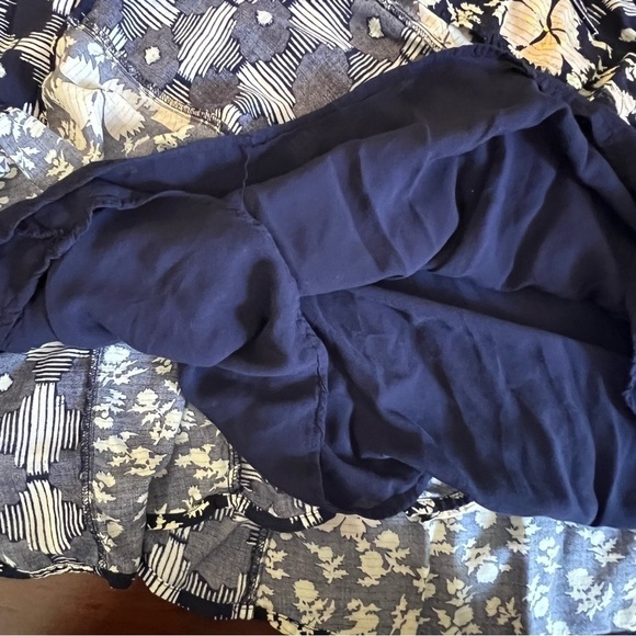 ANTHROPOLOGIE Maeve Indiga Swing Floral Dress Tasseled Back Lace Up Navy Size S - Picture 13 of 15
